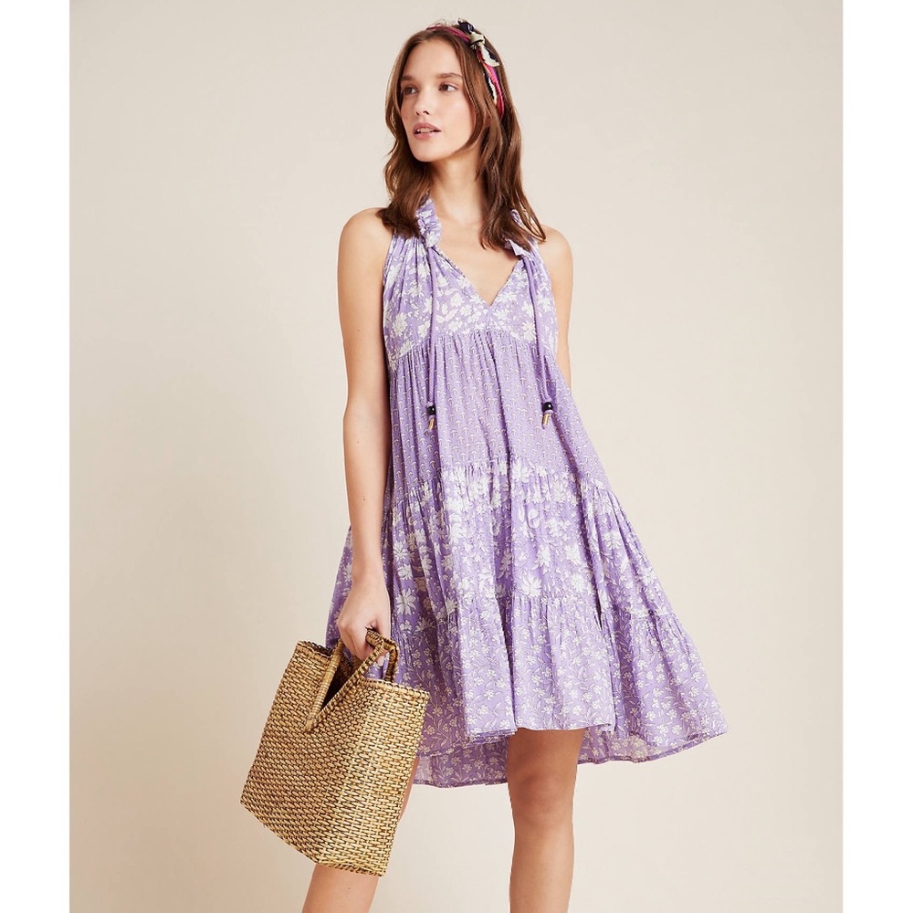 RO'S GARDEN | Sofia Cover-Up Tunic Sun Dress in Purple | Sz S